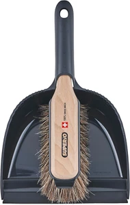 Handheld Comfort Grip Dustpan and Brush Set - Hand Broom with Swiss Natural Hors - Picture 1 of 9