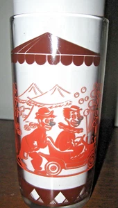 Vintage Circus Big Top Bartlett Collins Glass Tumbler Orange Camel, Clowns, Bear - Picture 1 of 4