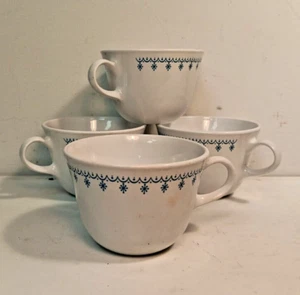 Vintage Corelle Snowflake Blue (Garland) Coffee Mugs set of 4 EUC 1976 retired - Picture 1 of 6