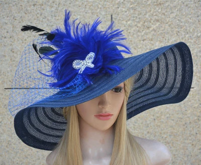 Mujer Formal Iglesia Boda Ocasión Ala Ancha Flojo Sol Sombrero A265 Foto 1 de 4