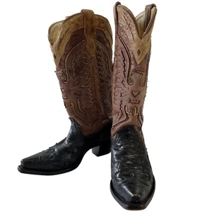 Corral Woman's Crackle Distressed Antique Saddle Cowboy Boots Black Brown 7 - Picture 1 of 17