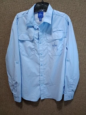  Camisa de pesca azul manga larga mediana Guy Harvey Performance Foto 1 de 4