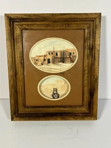 Vintage Adobe Dwelling Painting In Wooden Frame With Author Signature - Picture 1 of 16