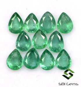1.45 Cts Natural Emerald Pear Cut 4x3 mm Lot 11 Pcs Untreated Loose Gemstones - Picture 1 of 6