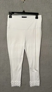 Athena Marie Fringe Studded Ankle Stretch Pants Women's M White - Picture 1 of 9