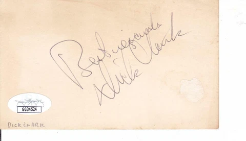 DICK CLARK d. 2012  (Bandstand) Signed Best  on 3x5 Index Card JSA QQ34524 Cover