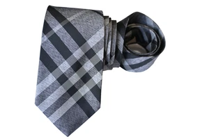 BURBERRY MEN'S TIE GRAY/PLAIDS & CHECKS Width: 2.75" Length: 58" - Picture 1 of 6