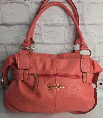Jessica Simpson Coral Faux Leather Woman's Handbag W/Snakeskin Pattern - Image 1 of 4