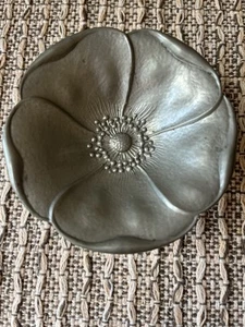 Vintage Denmark MW Pewter 3” Trinket Dish Poppy Ernst Dragsted-“ish” Wild Rose - Picture 1 of 4