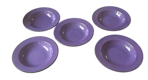 Home Purple Stoneware Soup/Cereal/Salad Bowls 8.5” Plum w/Distressed Rims 5-Set - Picture 1 of 12