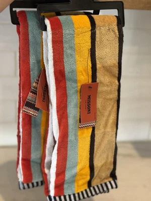 NWT Lot of (2) Missoni For Target Multicolored STRIPE Hand Towel Set - geometric - Image 1 of 4