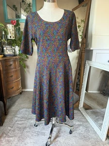 LuLaRoe Nicole Colorful Swirl Print Dress, Plus Size 3XL - Picture 1 of 8
