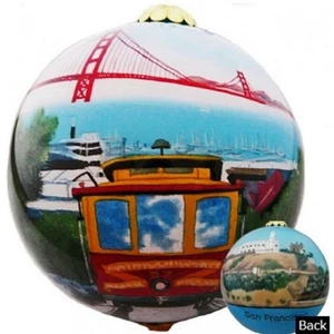 San Francisco California Scenic Reverse Painted Glass Ball Christmas Ornament - Picture 1 of 2