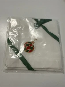 Set 4 Jingle Bell Embroidered Holiday Linens 12” Cocktail Napkins Christmas M7 - Picture 1 of 4