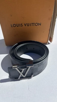Ремень подлинный Louis Vuitton черный графитовый дамье ремень - модель 100/40 M9498 - Изображение 1 из 4