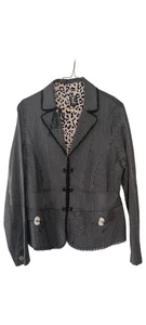 TRICOT CHIC Blazer Damen Gr. 42 Schwarz Weiß Gestreift Baumwolle Klassisch - Bild 1 von 4