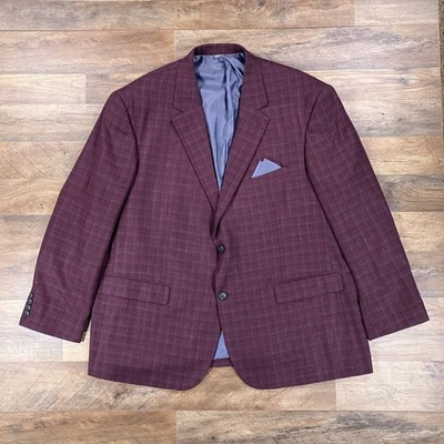 Blazer Oak Hill masculino 2XLT vermelho xadrez casaco esportivo terno jaqueta - Imagem 1 de 4