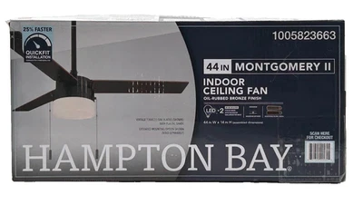 Ventilador de techo interior Hampton Bay Montgomery II 44" bronce frotado con aceite con kit de luz Foto 1 de 4
