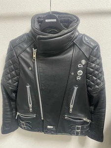 Vintage Neighborhood Thunderbolt Leather Riders Jacket Size S Black Length 59cm - Picture 1 of 5