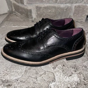 Mint Ted Baker Archerr 2 Black Leather Red Stitch Brogue Wingtip Shoes 7 Mens - Foto 1 di 10