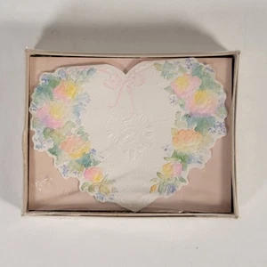Vtg Hallmark Crown Textured Embossed Floral Heart Blank Note Cards Sealed - Picture 1 of 5