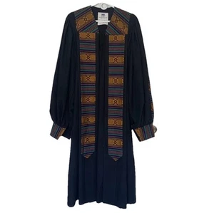 Murphy Robes Clergy Robe Bishop Black With African Pattern Chest 38 Length 52 - Picture 1 of 11