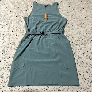 Patagonia Fleetwith Belted Dress Women's M Upwell Blue Pockets Sleeveless - Picture 1 of 5