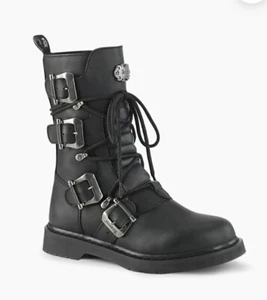 Demonia BOLT-265 Unisex  Vegan Leather Mid-Calf Boots - Picture 1 of 4