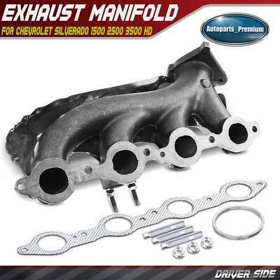 Colector de escape izquierdo con kit de junta para Chevrolet Silverado 1500 2500 3500 HD Foto 1 de 4