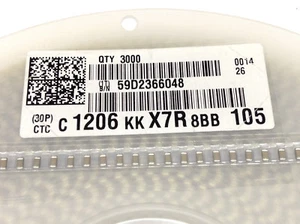 30 Stück 1µF 25V SMD 1206 CERAMIC Capacitors X7R 10% YAGEO (M5655) - Picture 1 of 6