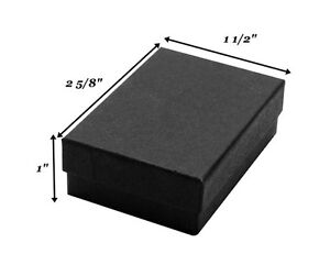 100 Black Matte Cotton Filled Jewelry Gift Boxes 2 5/8" X 1 1/2" X 1"