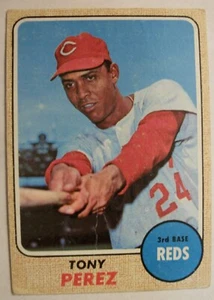 1968 TOPPS BASEBALL CARD TONY PEREZ #130 ROSSI CON PUGNO PIEGA SUL FONDO DELLA CARTA - Foto 1 di 3