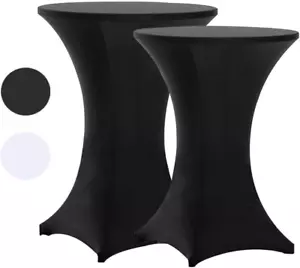 Tina 2 Pack 24X43 Inch Highboy Spandex Cocktail Table Covers Black, Cocktail Tab - Picture 1 of 12