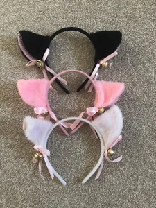 UK Seller Fluffy Cat Ear Cute Cosplay Costume With Bell Headband Furry Fun Party - Picture 1 of 7