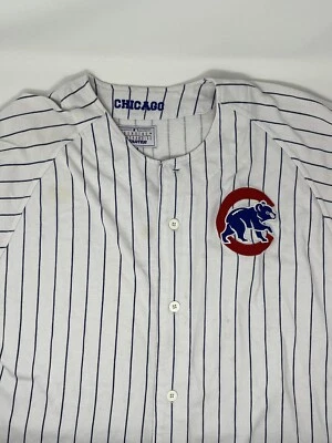 Vintage 1990s Chicago Cubs Starter MLB Pin Stripe White Baseball Jersey (M) - Image 1 of 4