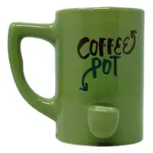 High Point Ceramic Green Coffee Pot Mug Hand Pipe - Picture 1 of 2