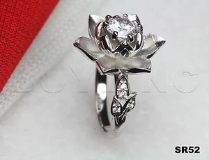 Wunderschöner runder Damen-Verlobungsring Lotusblüte Sterlingsilber 925 - Bild 1 von 4