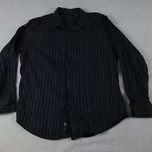 Structure Shirt Mens XL Business Casual Button Up Black Striped Long Sleeve - Picture 1 of 5