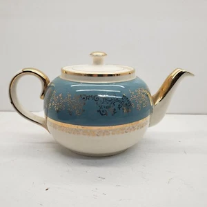 Vintage Sadler Teapot Blue And White with Gold Trim #3382. - Imagen 1 de 12