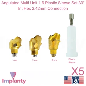 Juego de 5 fundas de plástico multi unidad dental angulada GDT 1,6 30° hexagonal interior 2,42 mm - Imagen 1 de 13