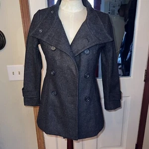 Sugarfly Size Small Peacoat Jacket Coat Gray Winter Nordstrom Back Belt GUC - Picture 1 of 13