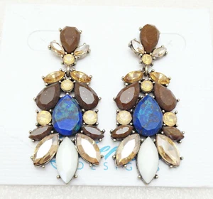 Premier Designs LAUREL CANYON Brown, Cream, Blue Earrings - Picture 1 of 1