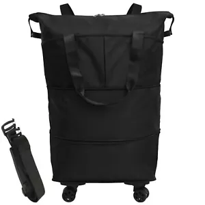 Rolling Luggage Bag Expandable Foldable Duffle Bag with Wheels Large - Picture 1 of 12