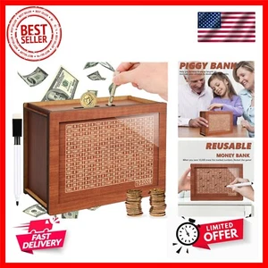 10000 Cash Vault Wooden Savings Box,2024 New Wooden Savings Box with Money Ta... - Picture 1 of 8