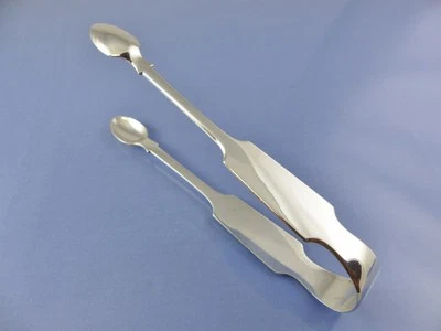 PLAIN FIDDLE or TIPPED large SUGAR TONGS STERLING BY P.W DUBLIN 1843 "WLC" - Image 1 of 4