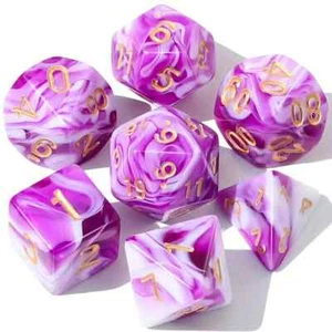 Pink Marble 7 Würfel RPG Set Polyhedral DND Dungeons Dragons Pathfinder MTG - Bild 1 von 1