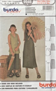GIRL'S DRESS, TOP, Cropped PANTS - BURDA Pattern 9946 (Sz 8 - 13) Uncut! - Picture 1 of 2