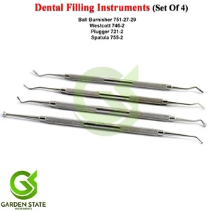 4 pezzi spina riempimento amalgama spatola restauratrice denti Westcott & Ball Burnisher - Foto 1 di 5