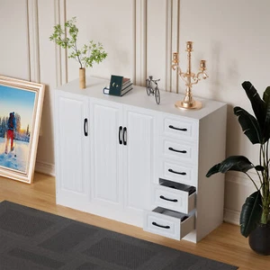 Shoe Cabinet with 3 Doors & 5 Drawers，Shoe Storage Cabinet for Entryway  - Picture 1 of 14