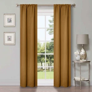 Solid Classic Modern Grommets Room Darkening 26" Wide Blackout Curtain Panel Set - Picture 1 of 213